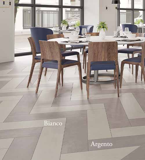 Modulor Bianco & Argento WoodLook Tile Plank Room View